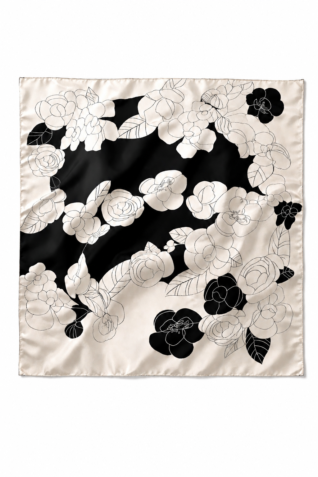 Noir Camélia 70 x 70 Foulard