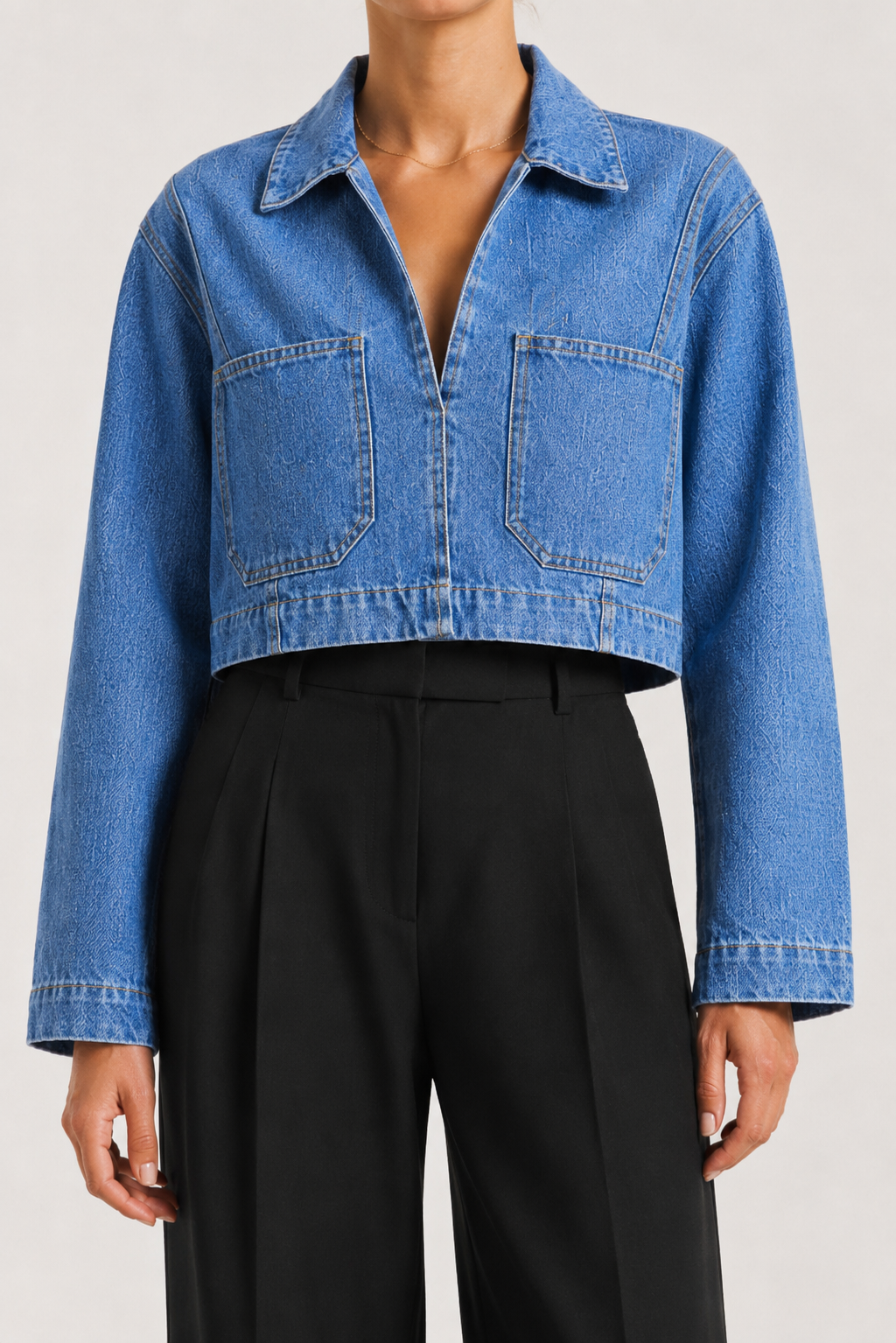 Hollis Cropped Denim Shirt