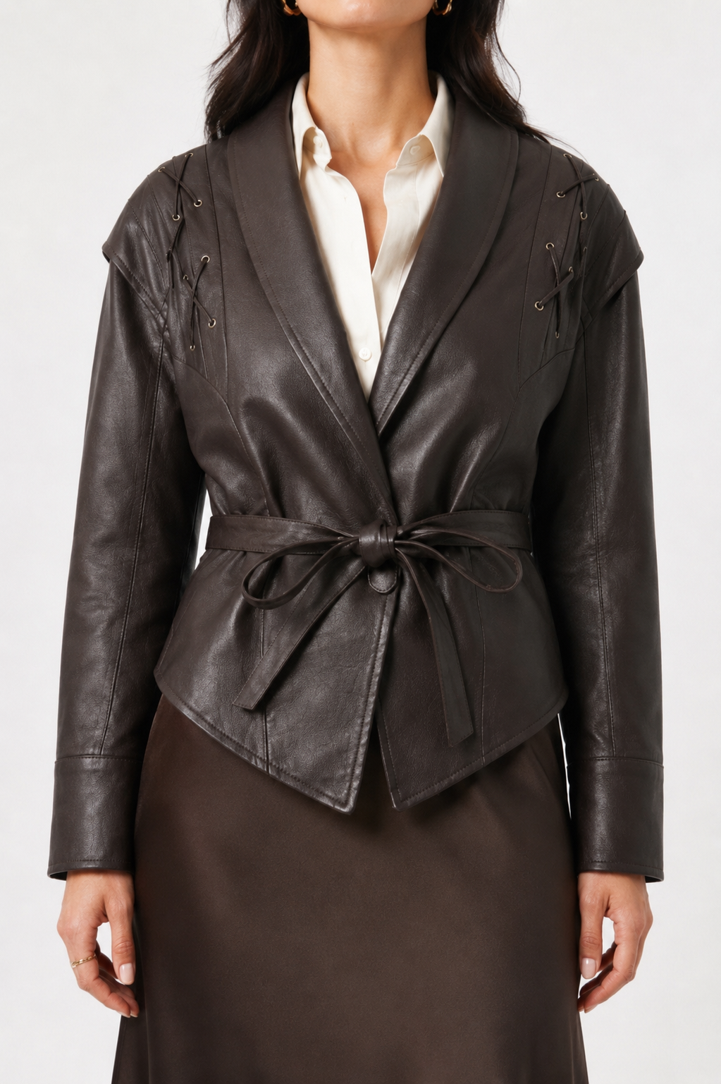 Valen Leather Wrap Jacket