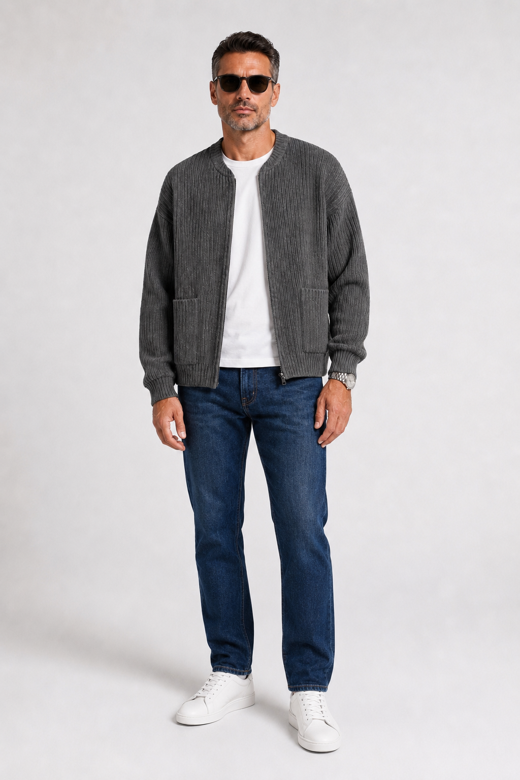 Elvarin Ribbed Zip Cardigan