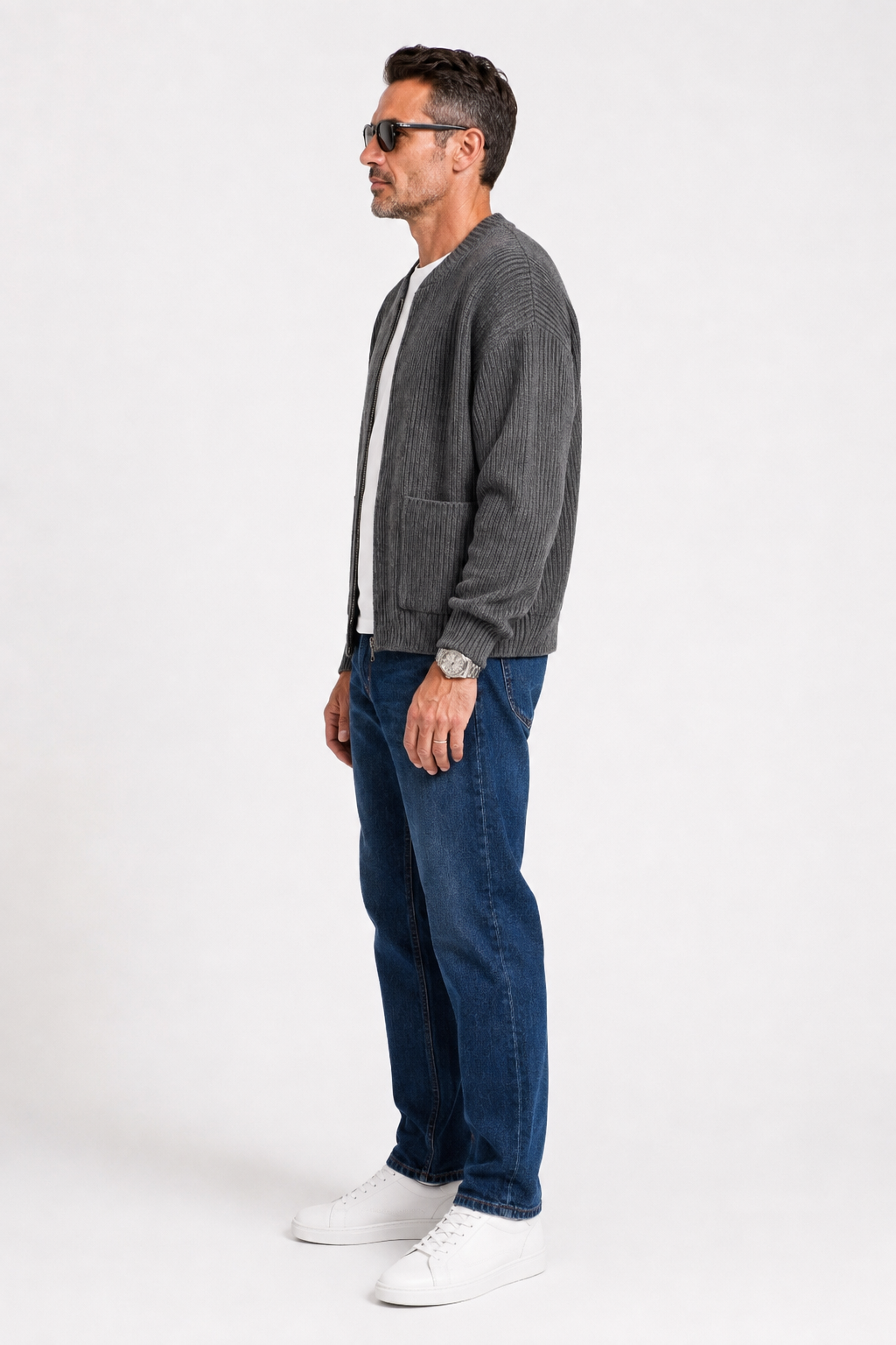Elvarin Ribbed Zip Cardigan