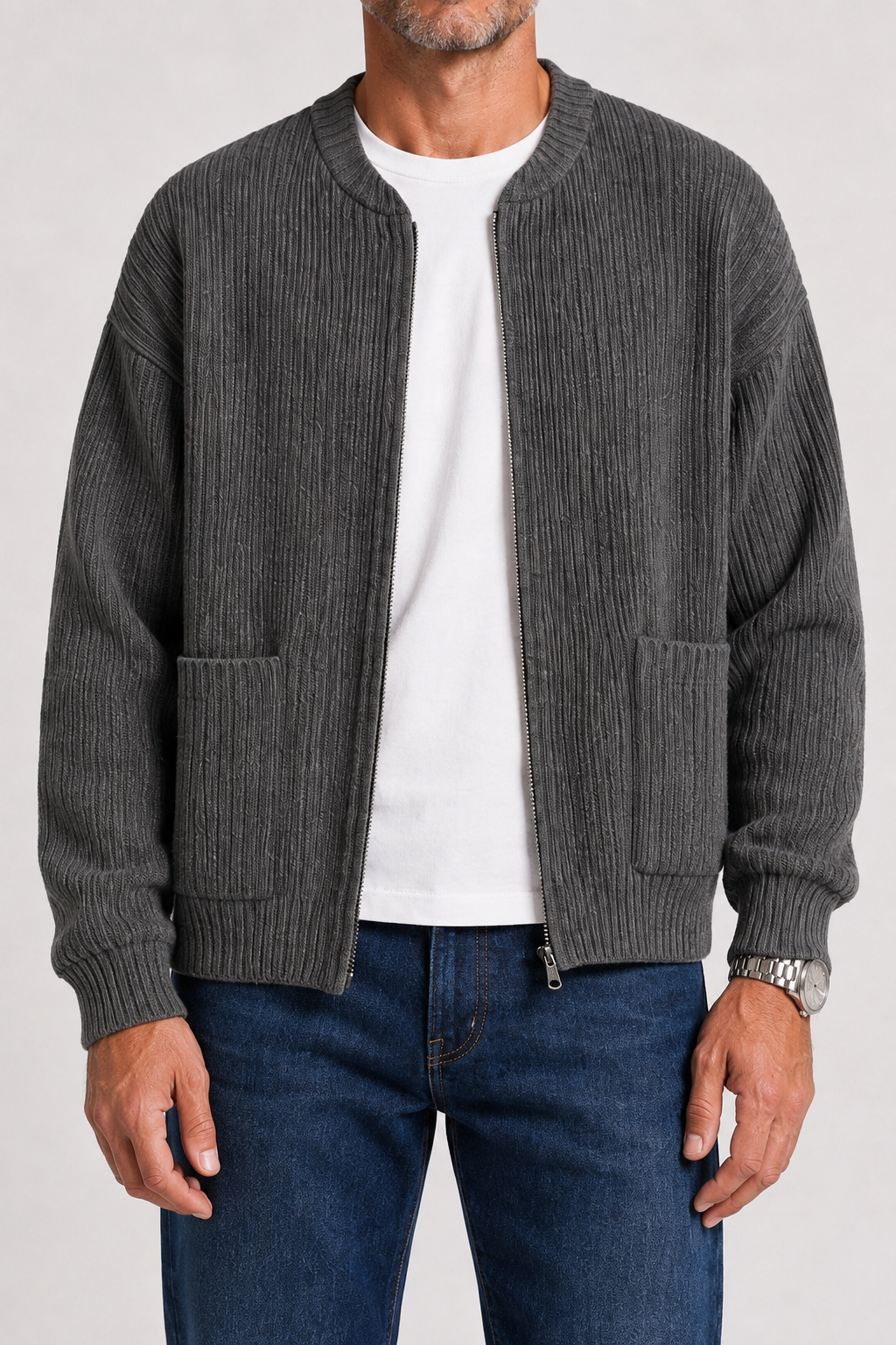 Elvarin Ribbed Zip Cardigan