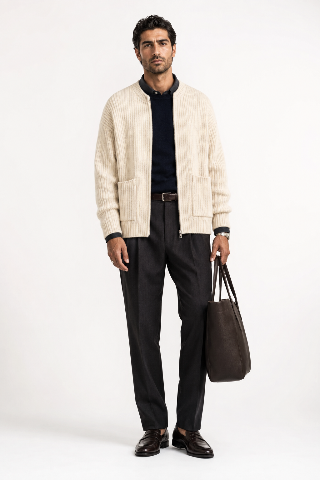 Elvarin Ribbed Zip Cardigan