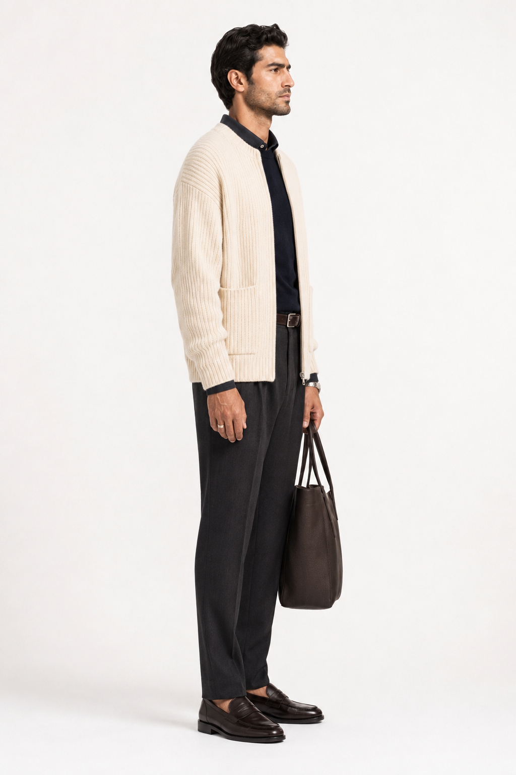 Elvarin Ribbed Zip Cardigan