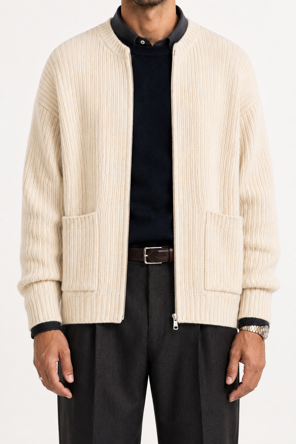 Elvarin Ribbed Zip Cardigan