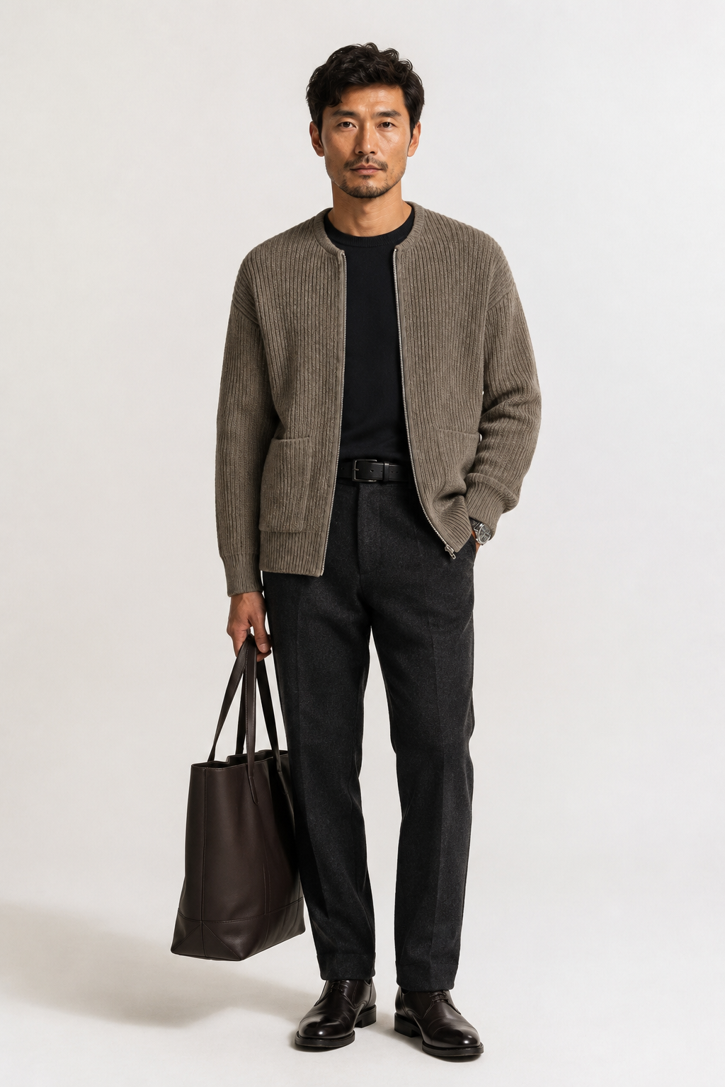 Elvarin Ribbed Zip Cardigan