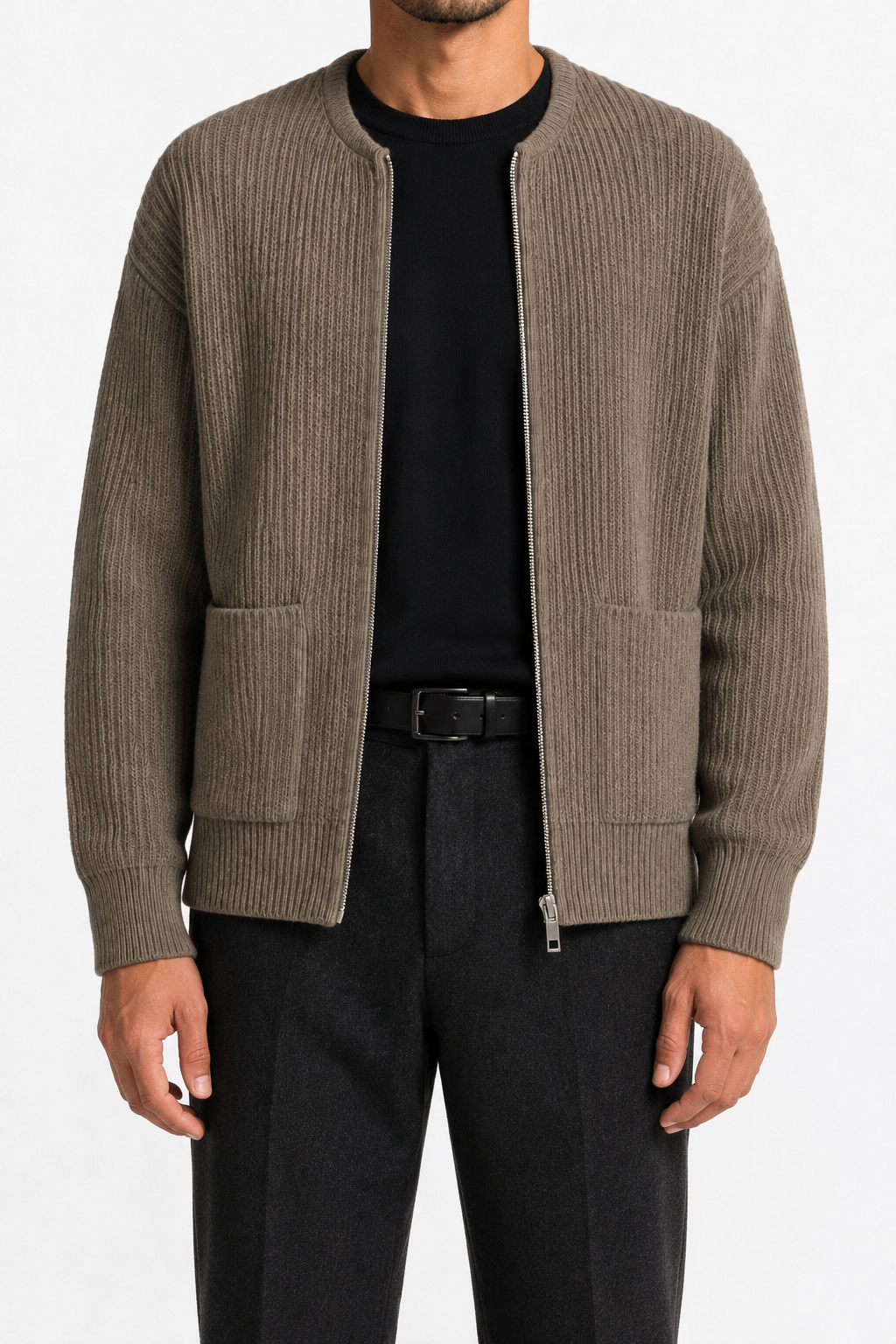 Elvarin Ribbed Zip Cardigan